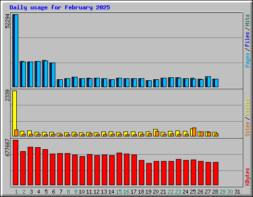 Daily usage for February 2025