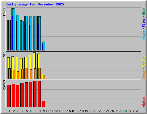Daily usage for December 2025