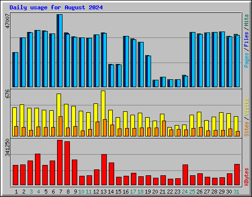 Daily usage for August 2024